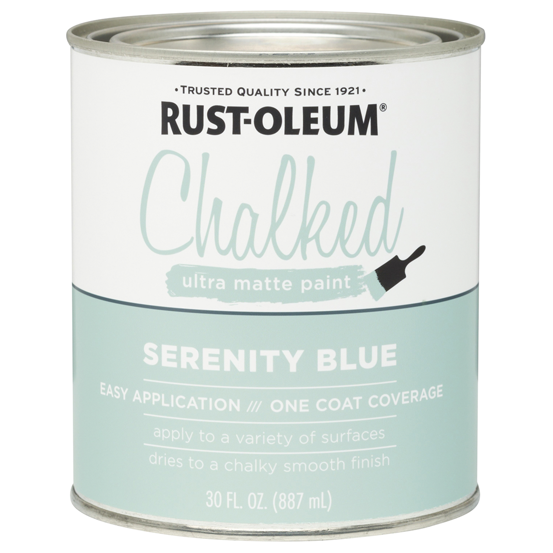 slide 1 of 29, Rust-Oleum Chalked Ultra Matte Paint 285139, Quart, Serenity Blue, 1 ct