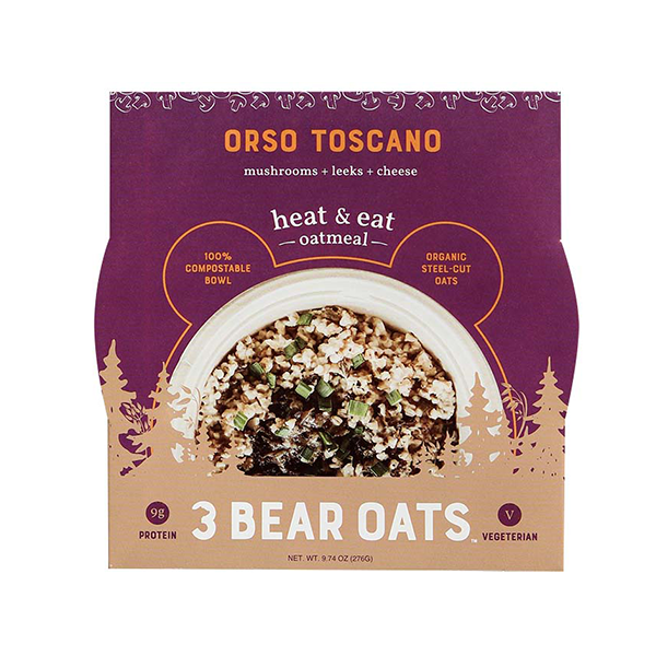 slide 1 of 1, 3 Bear Oats Orso Toscano Heat & Eat Oatmeal, 9.74 oz