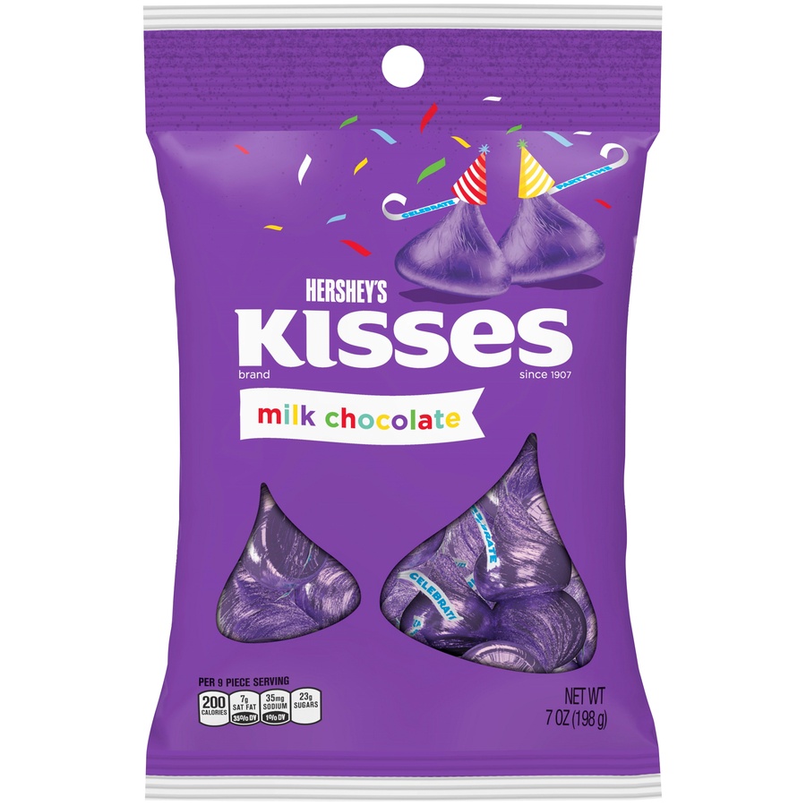 slide 1 of 1, Kisses Milk Chocolates Purple, 7 oz