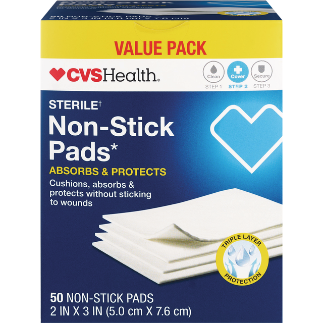 slide 1 of 1, Cvs Health Non-Stick Pads Value Pack 2X3", 50Ct, 50 ct