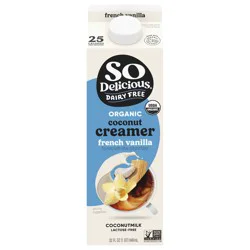 So Delicious Coconut Milk Creamer, French Vanilla, Vegan, Organic, 32 FL OZ Carton