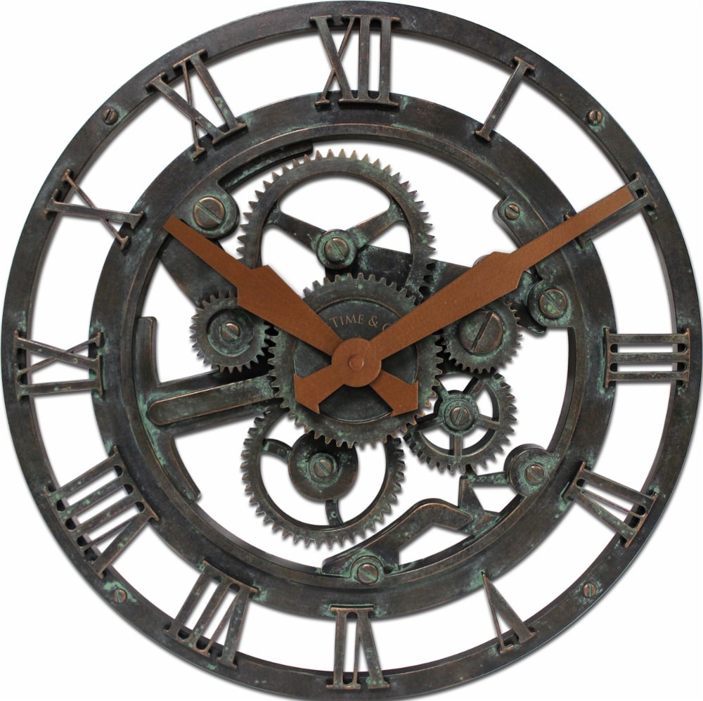 slide 1 of 1, FirsTime & Co. Oxidized Gears Round Wall Clock - Metallic, 15 in