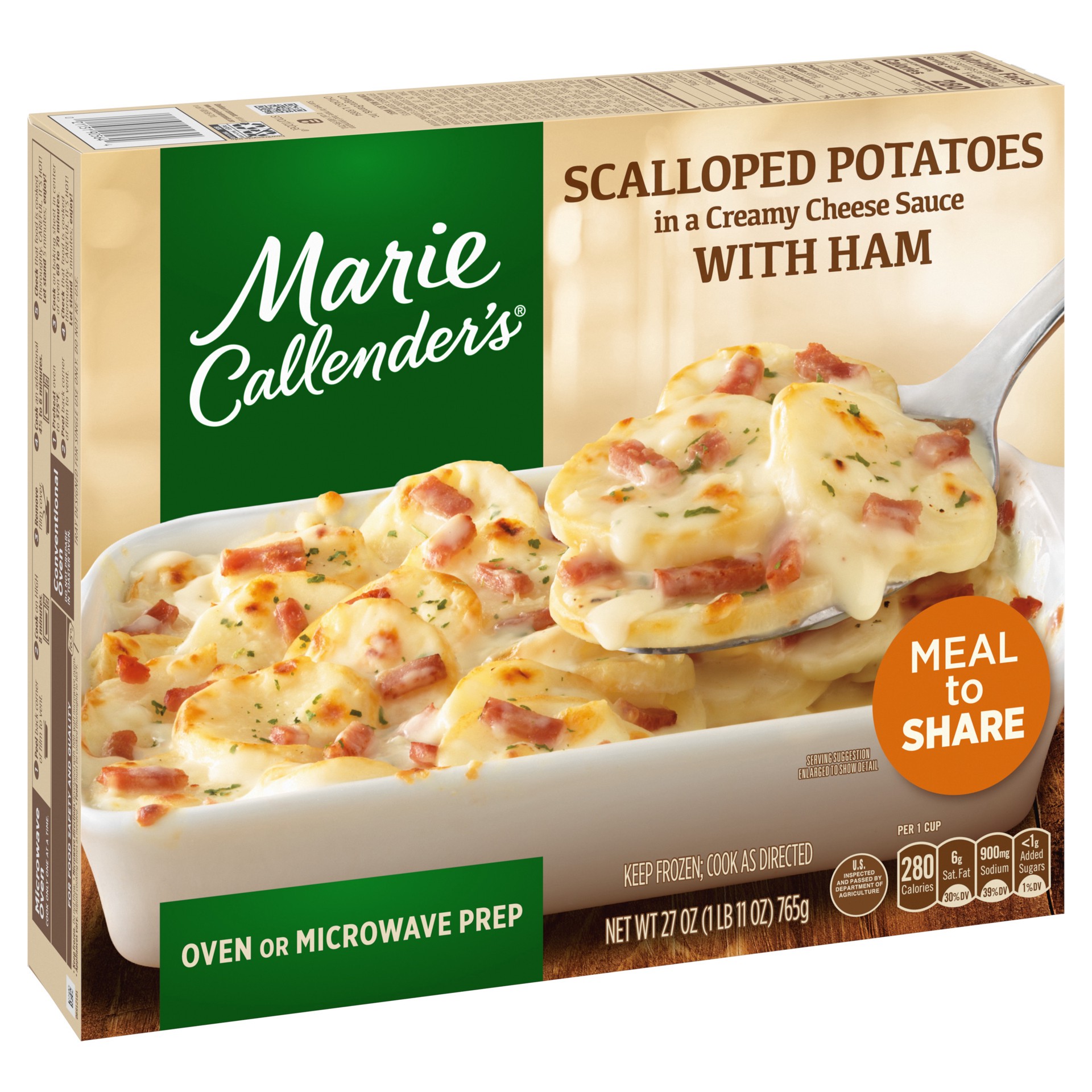 slide 3 of 5, Marie Callender's Scalloped Potatoes in a Creamy Cheese Sauce with Ham 27 oz, 27 oz