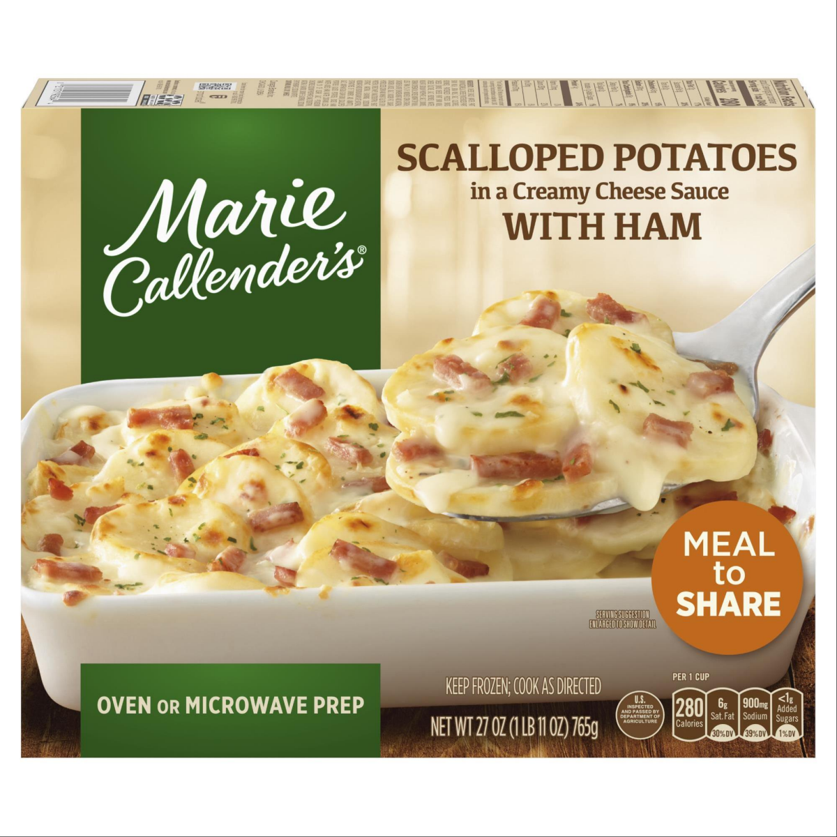 slide 1 of 5, Marie Callender's Scalloped Potatoes in a Creamy Cheese Sauce with Ham 27 oz, 27 oz