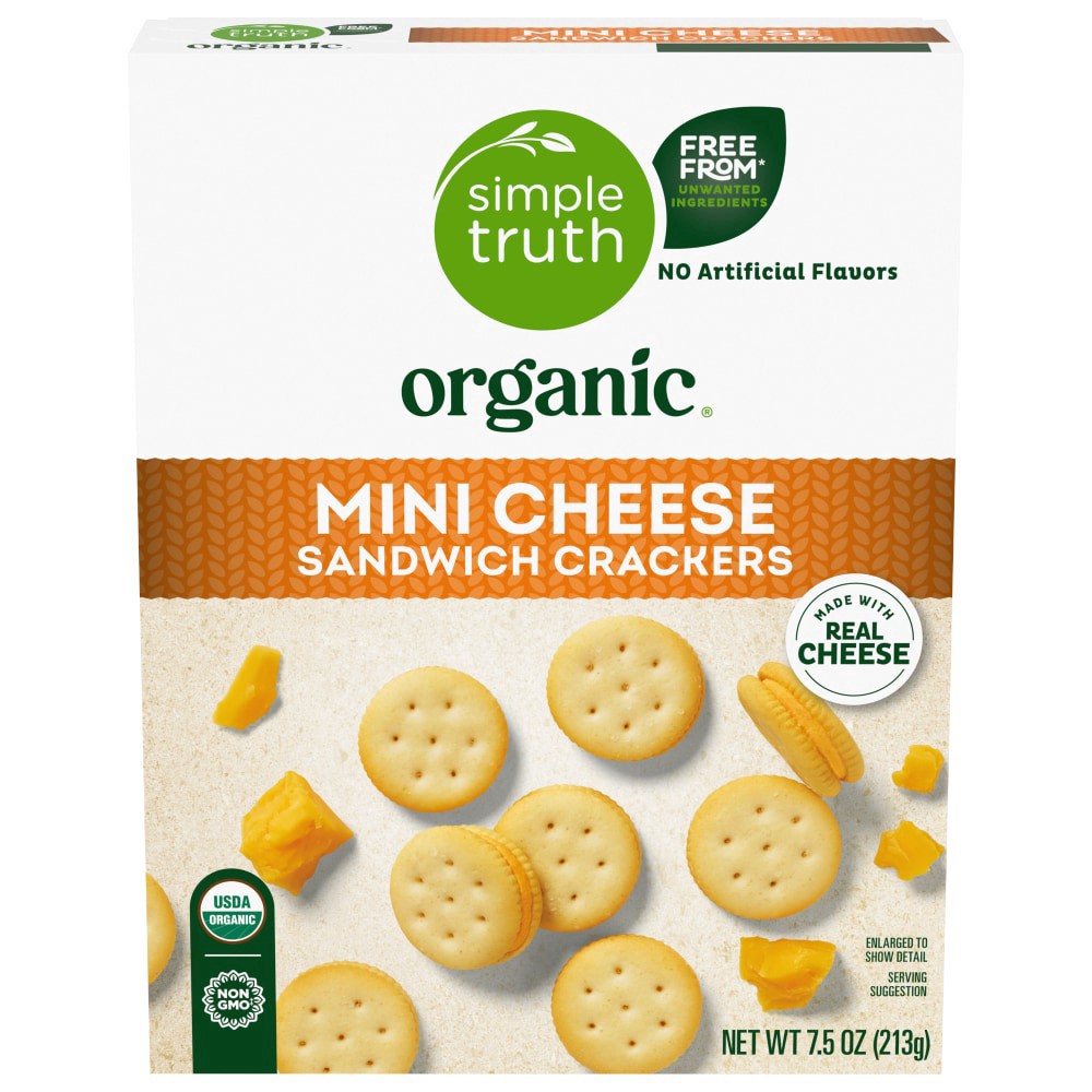 slide 1 of 4, Simple Truth Organic® Mini Cheese Sandwich Crackers, 7.5 oz