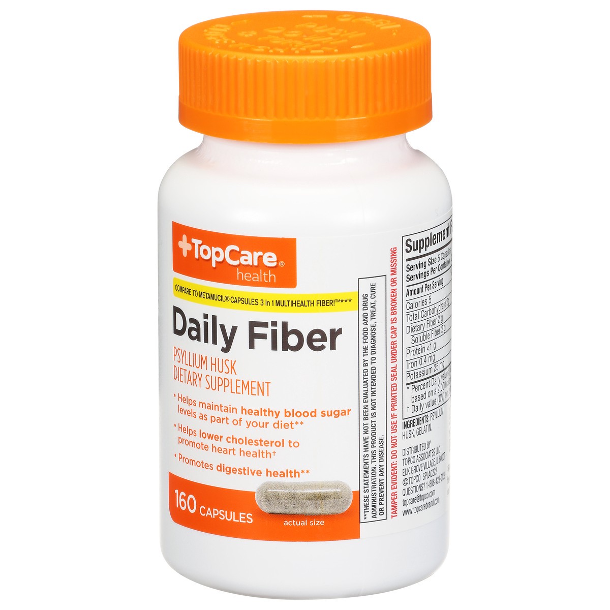 slide 12 of 15, TopCare Health Daily Fiber 160 Capsules, 160 ct