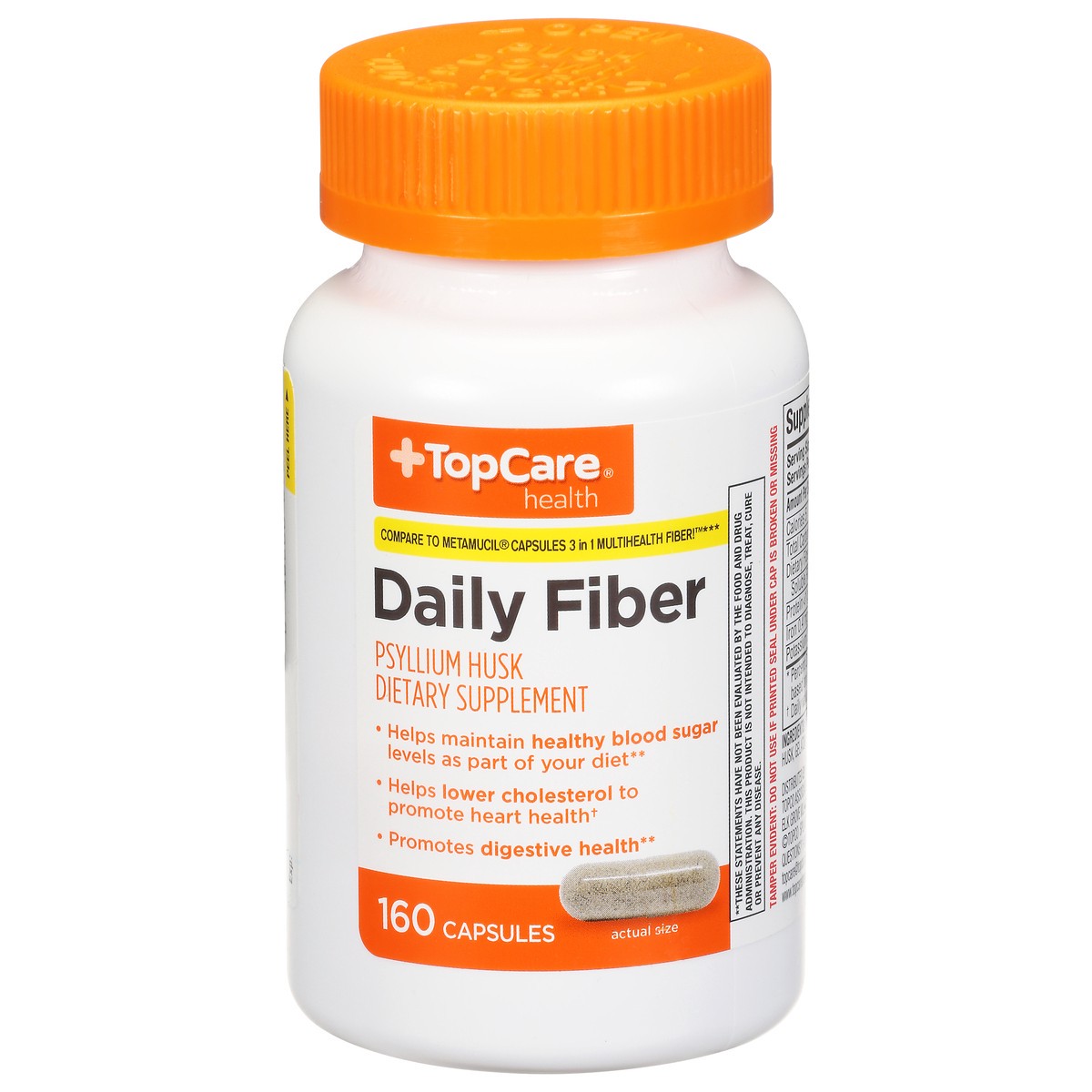 slide 1 of 15, TopCare Health Daily Fiber 160 Capsules, 160 ct