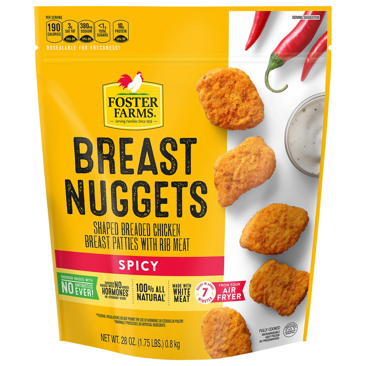 slide 2 of 2, Foster Farms Chicken Breast Nugget Spicy - 28 OZ, 28 oz