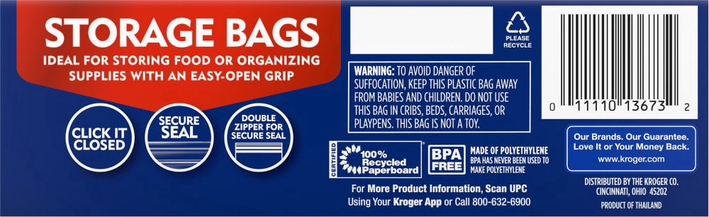 slide 4 of 4, Kroger® Reclosable Quart Storage Bags, 48 ct