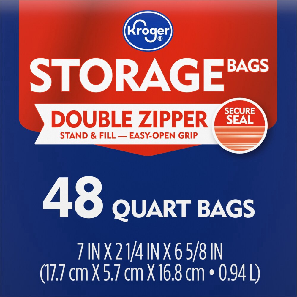slide 2 of 4, Kroger® Reclosable Quart Storage Bags, 48 ct