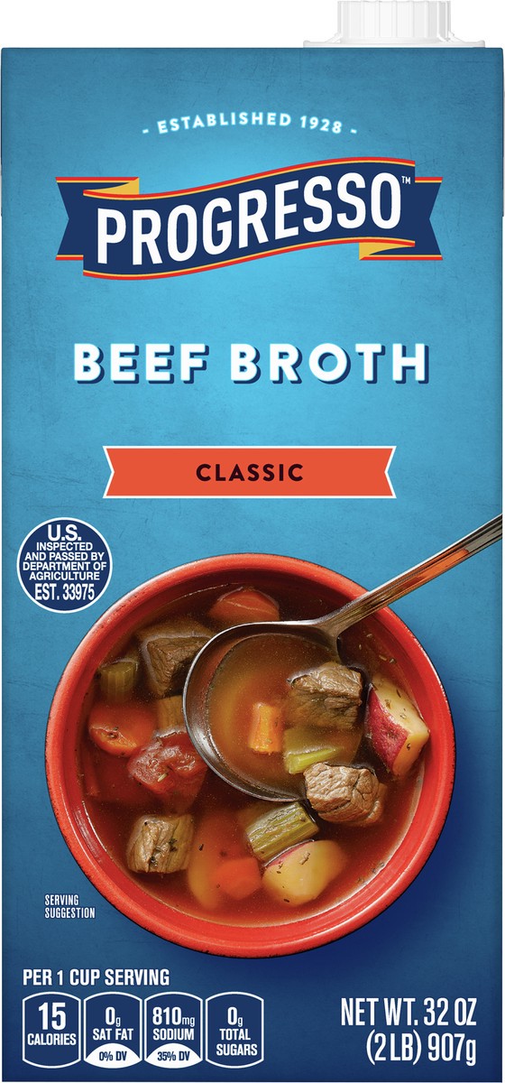 slide 2 of 9, Progresso Classic Beef Broth, Gluten Free, 32 ounces, 32 oz