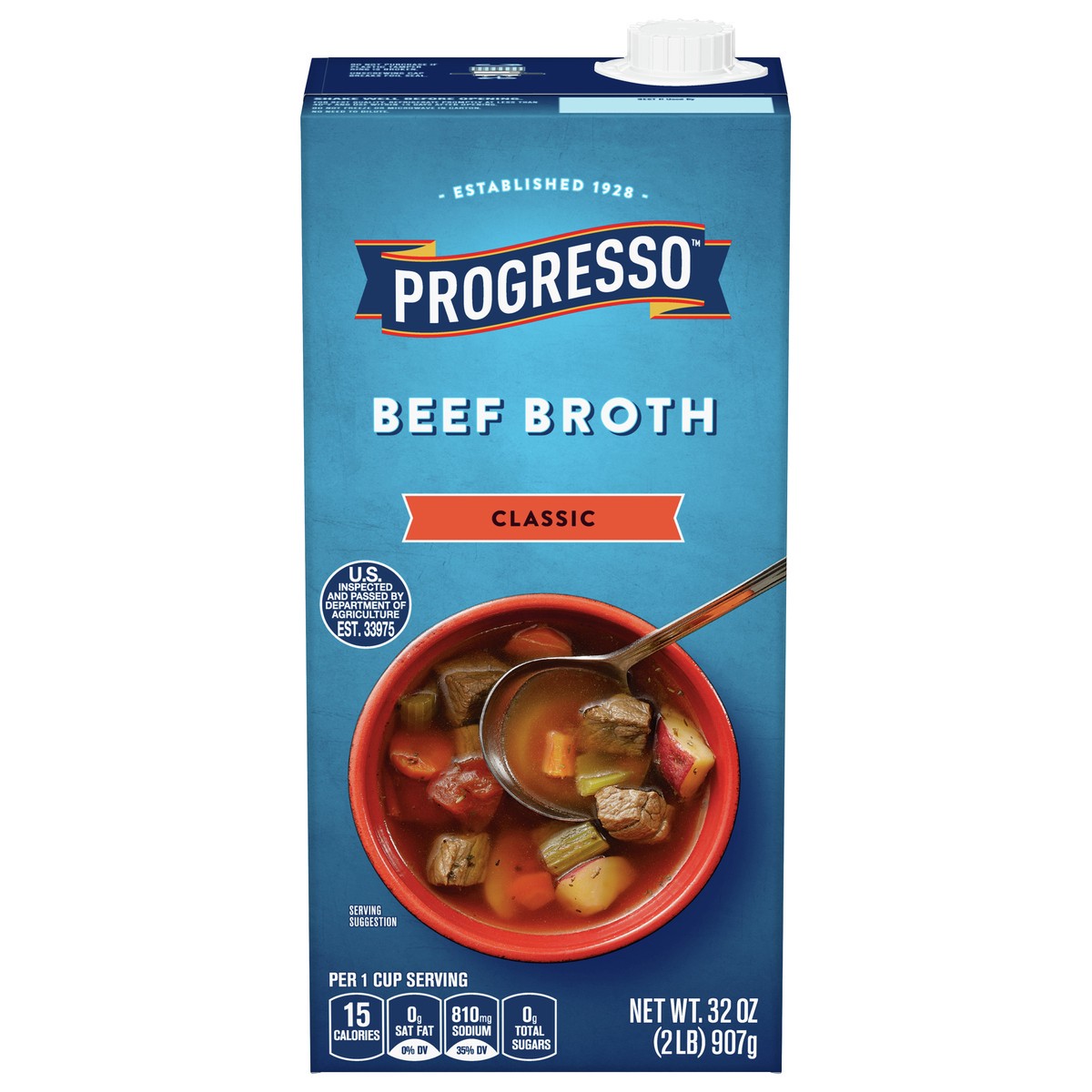 slide 1 of 9, Progresso Classic Beef Broth, Gluten Free, 32 ounces, 32 oz