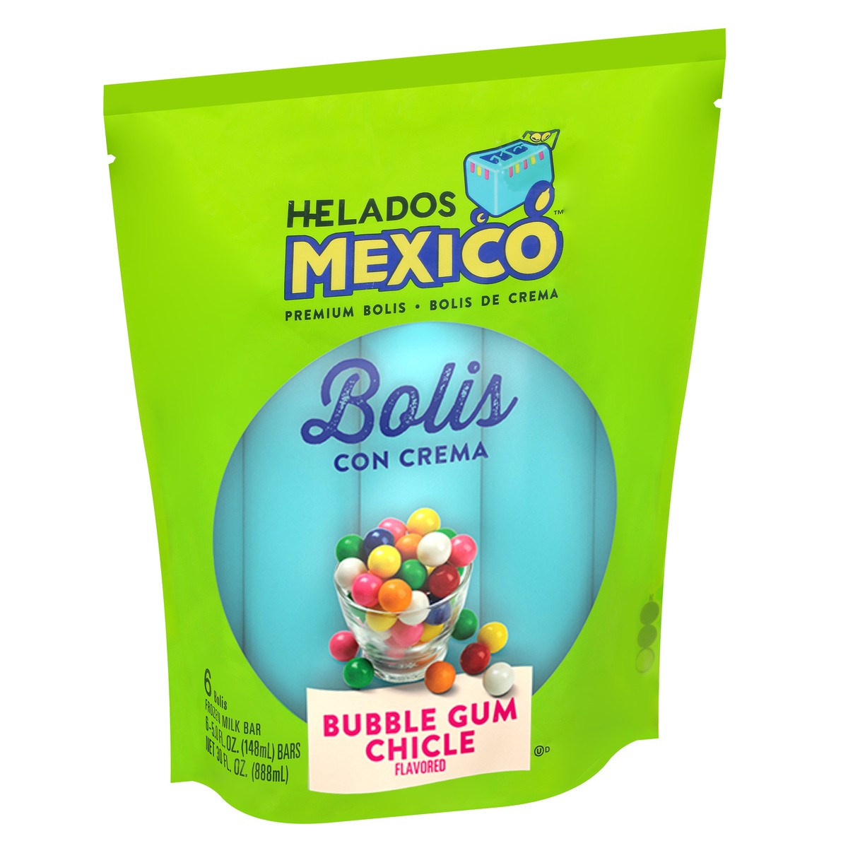 slide 3 of 13, Helados Mexico Premium Bolis Bubble Gum Flavored Frozen Milk Bar 6 ea Pouch, 6 ct