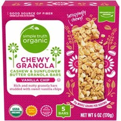 Simple Truth Organic Vanilla Chip Cashew & Sunflower Butter Chewy Granola Bars