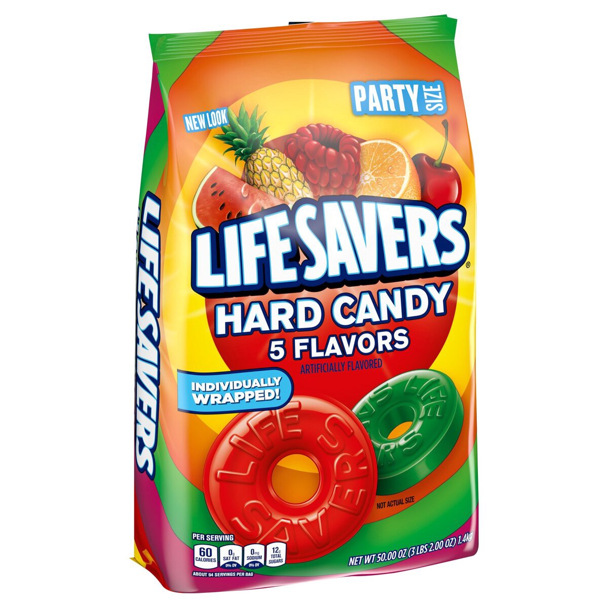 slide 1 of 8, LIFE SAVERS Hard Candy Bag 5 Flavors, Hard Candy Individually Wrapped for Goodie Bags, Road Trips, Treats, Offices, Celebrations, 50-Ounce Party Size, 51.817 oz