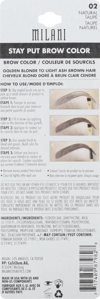 slide 8 of 9, Milani Stay Put Natural 02 Brow Color 0.09 oz, 0.09 oz