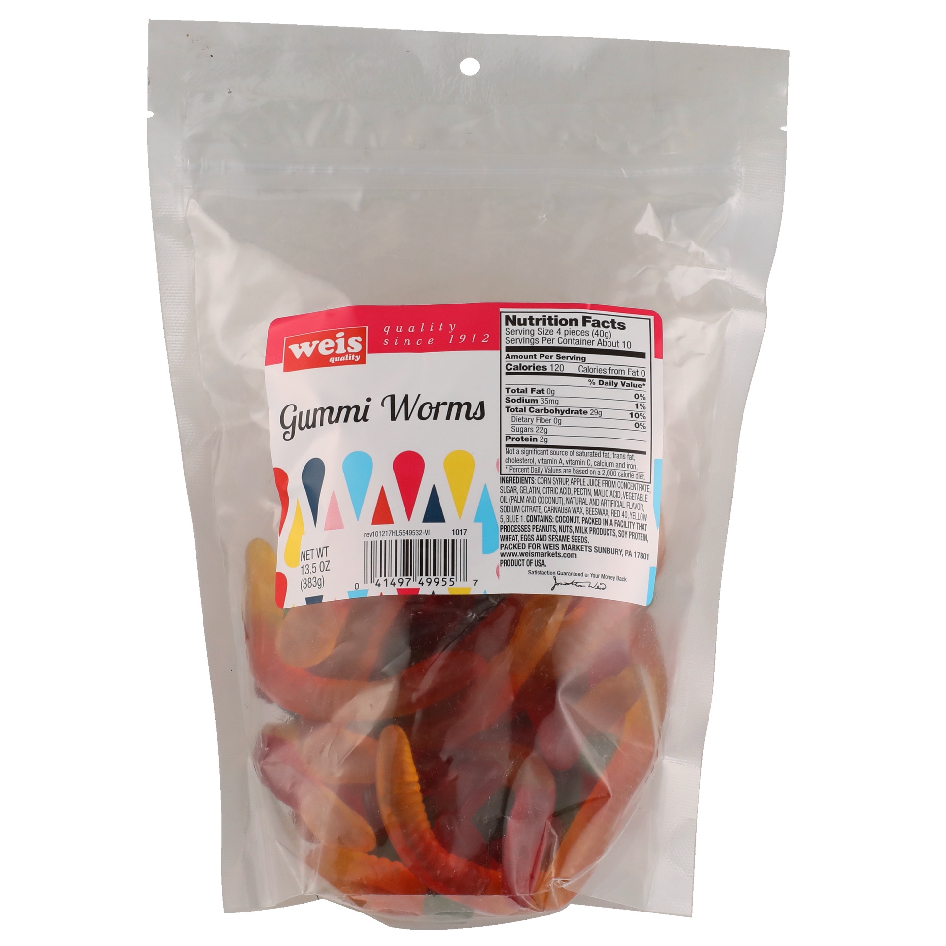 slide 1 of 1, Weis Quality Gummi Worms, 13.5 oz