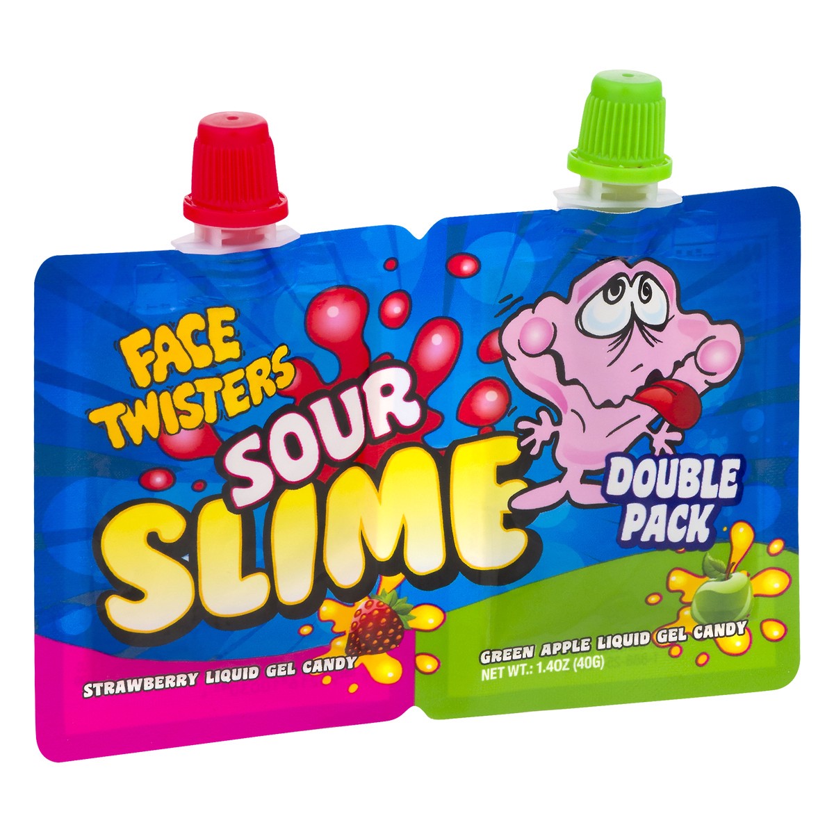 slide 5 of 9, Face Twisters Double Pack Strawberry/Green Apple Sour Slime - 1.4 oz, 1.4 oz