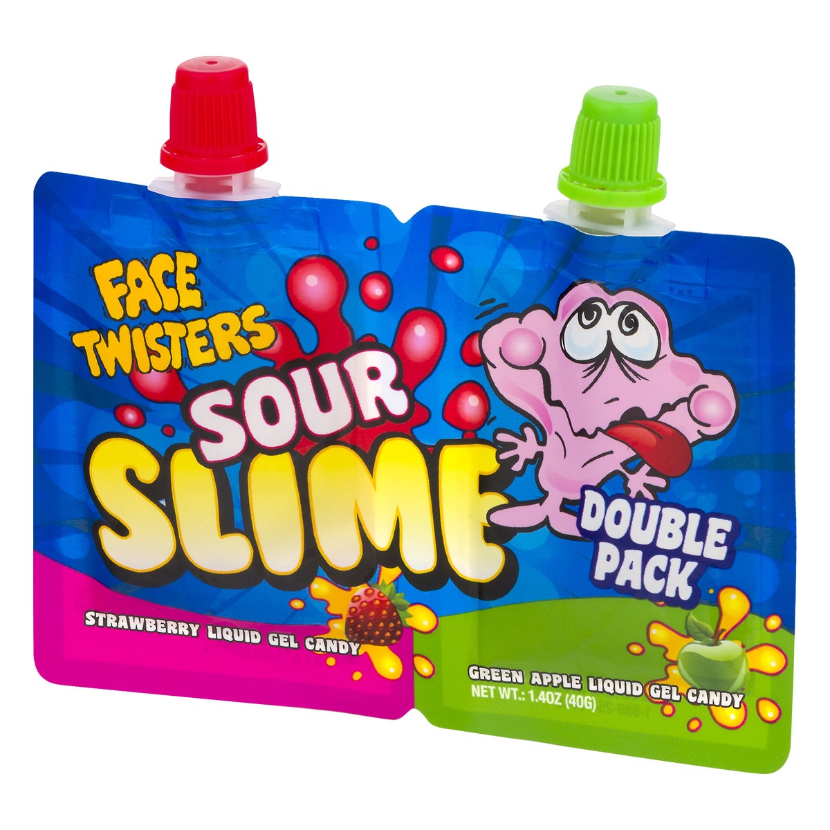 slide 7 of 9, Face Twisters Double Pack Strawberry/Green Apple Sour Slime - 1.4 oz, 1.4 oz