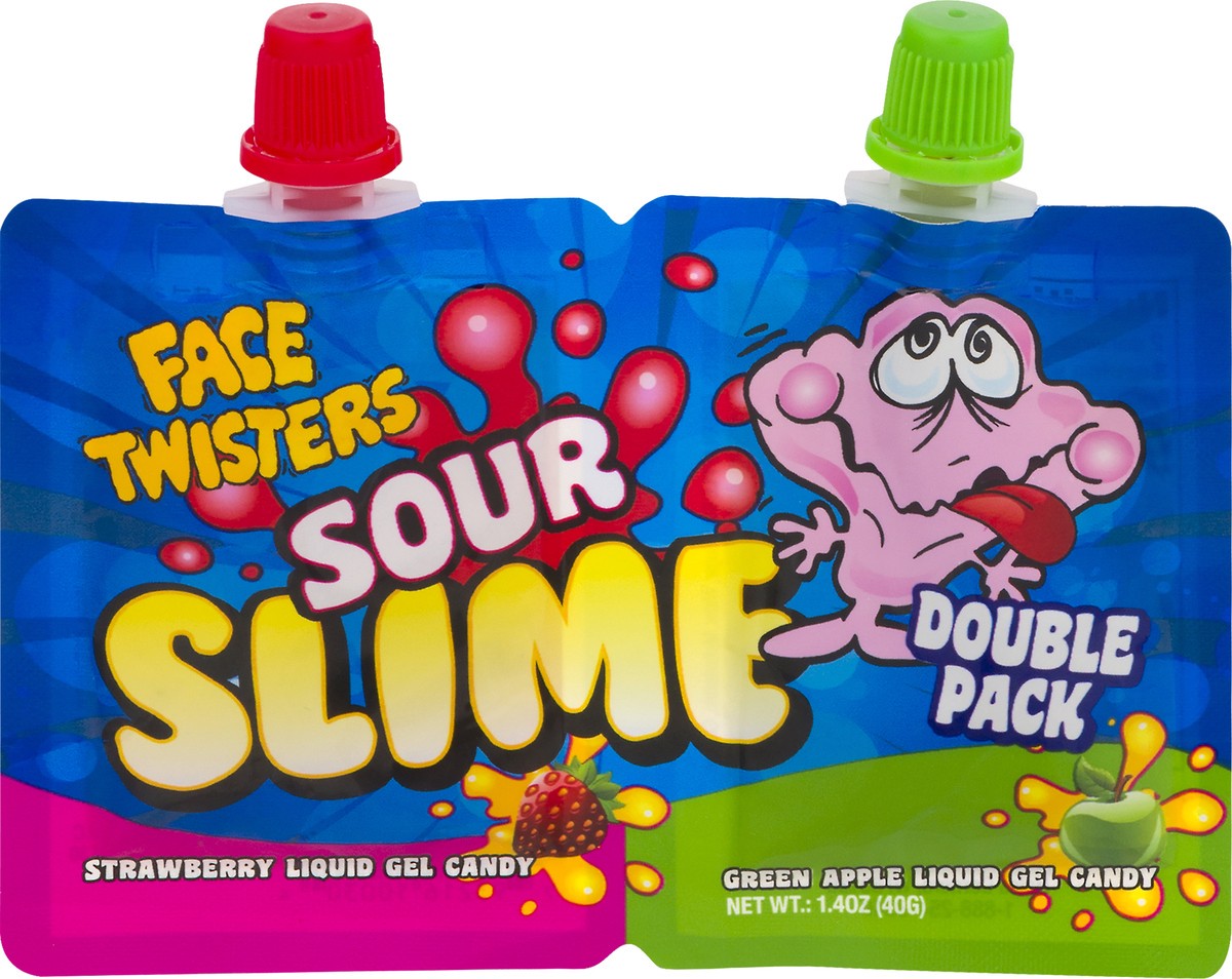 slide 1 of 9, Face Twisters Double Pack Strawberry/Green Apple Sour Slime - 1.4 oz, 1.4 oz