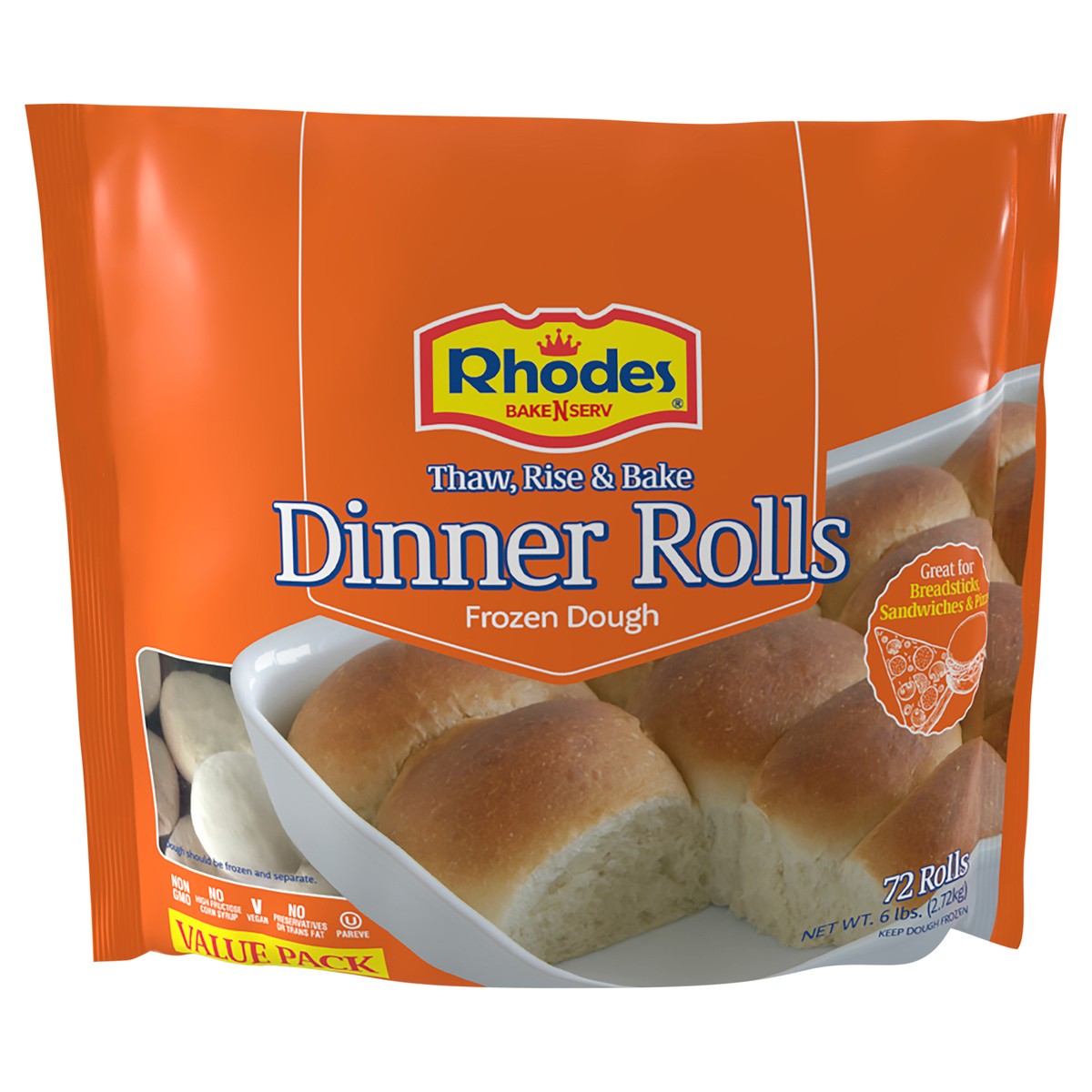 slide 1 of 6, Rhodes Bake-N-Serv Rhodes White Dinner Rolls, 96 oz