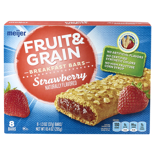 slide 1 of 1, Meijer Fruit & Grain Breakfast Bars, Strawberry, 8 ct