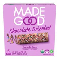 MadeGood Chocolate Drizzled Birthday Cake Flavor Granola Bars 5 - 0.85 oz Bars