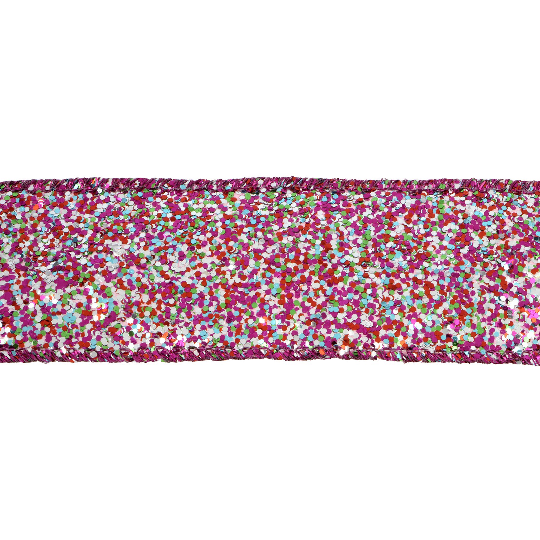 slide 3 of 3, 1.5" X 15ft. Hot Pink Confetti Wired Glitter Ribbon By Celebrate It, 1.5 in x 15 ft