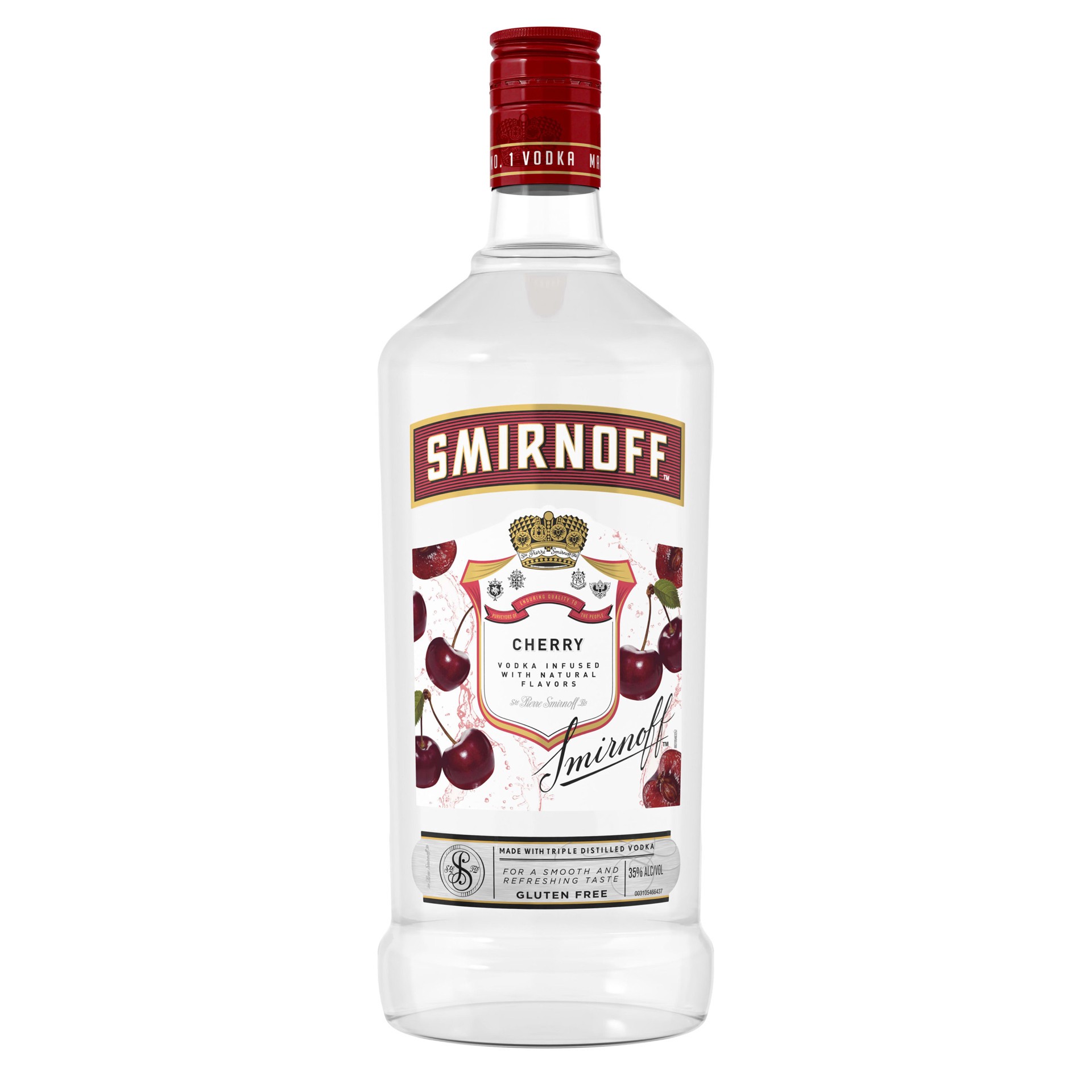 slide 1 of 3, Smirnoff Cherry (Vodka Infused With Natural Flavors), 1.75 L, 1.75 liter