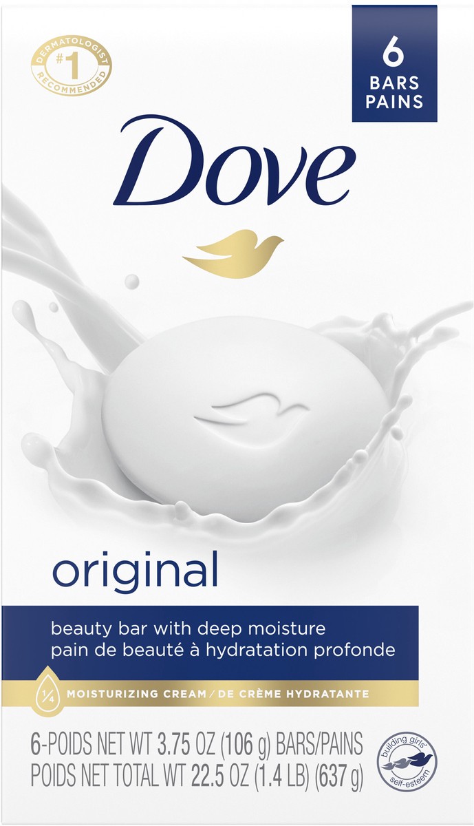 slide 3 of 7, Dove Beauty Bar Gentle Skin Cleanser Original, 3.75 oz, 6 Bars , 3.75 oz