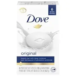 Dove Beauty Bar Gentle Skin Cleanser Original, 3.75 oz, 6 Bars 