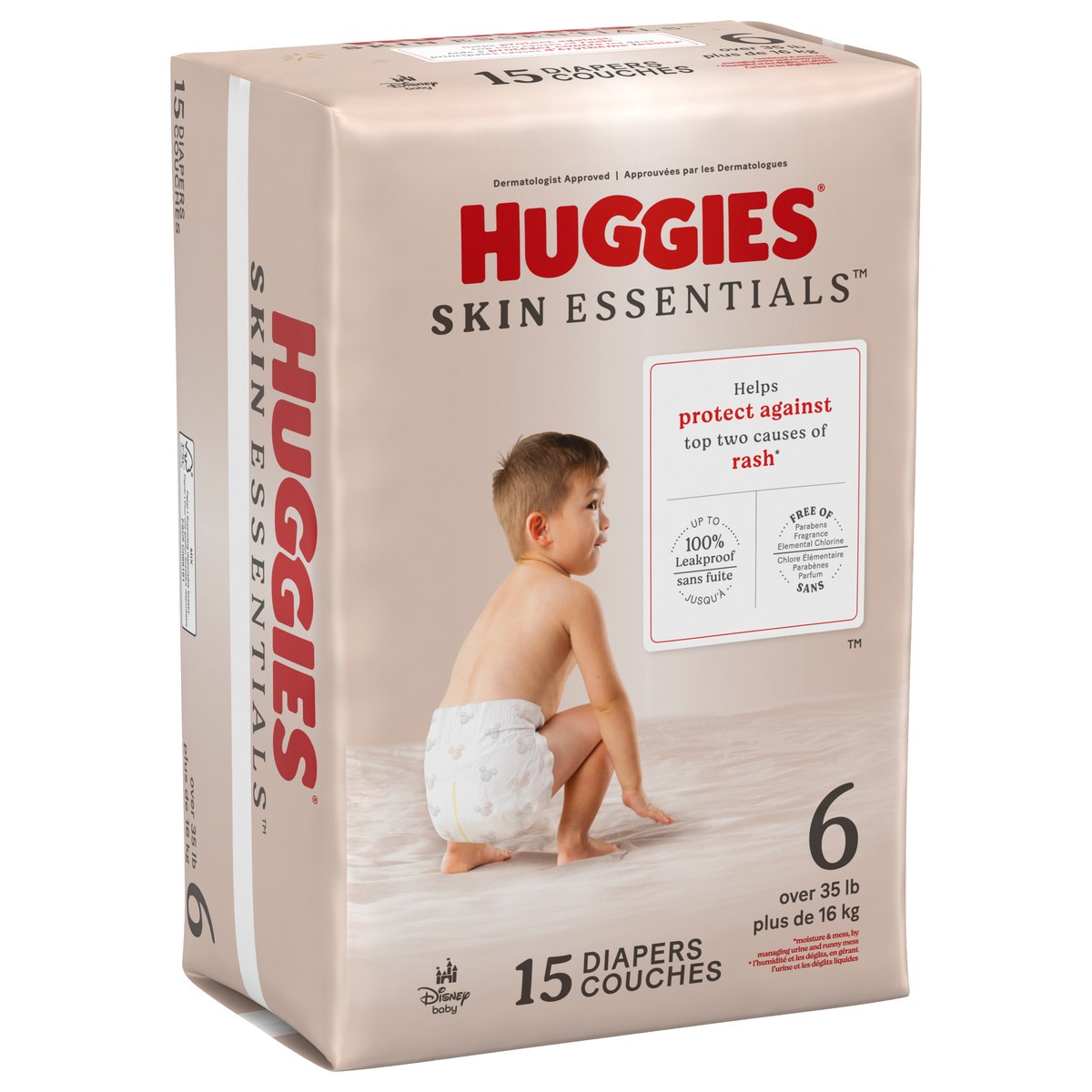 slide 9 of 11, Huggies Skin Essentials Baby Diapers, Size 6 (35+ lbs), 15 Ct, 15 ct