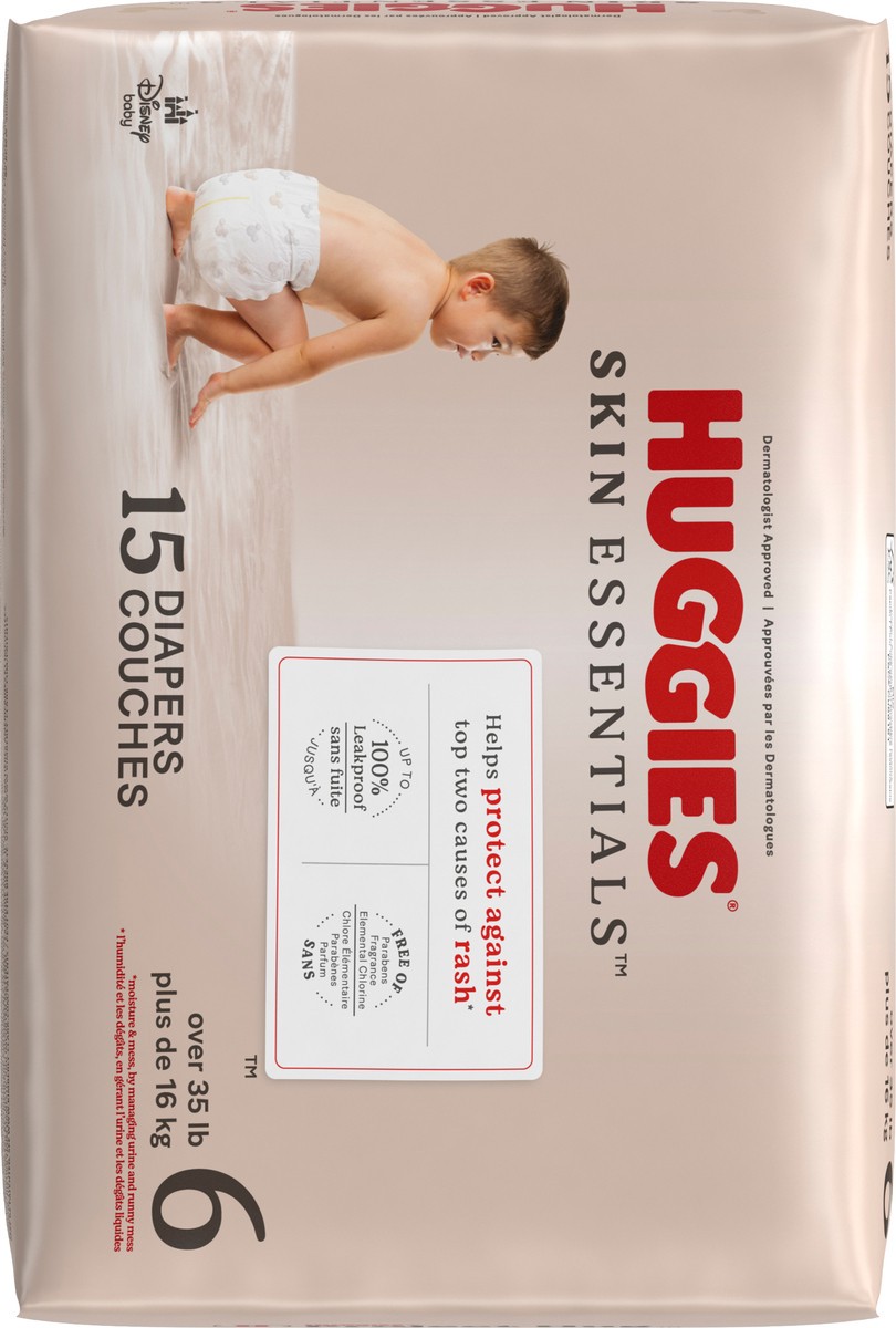 slide 7 of 11, Huggies Skin Essentials Baby Diapers, Size 6 (35+ lbs), 15 Ct, 15 ct