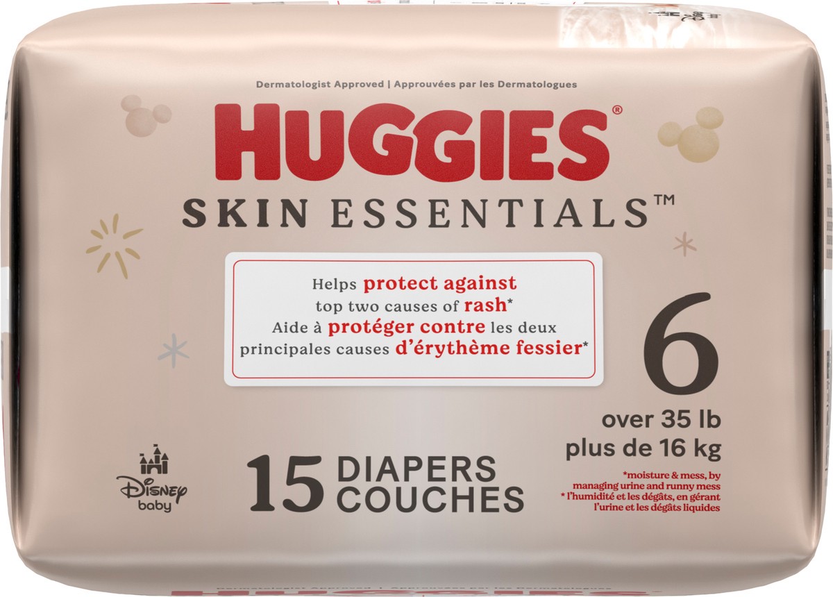 slide 4 of 11, Huggies Skin Essentials Baby Diapers, Size 6 (35+ lbs), 15 Ct, 15 ct