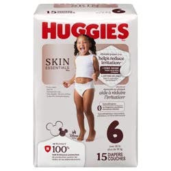 Huggies Skin Essentials Baby Diapers, Size 6 (35+ lbs), 15 Ct
