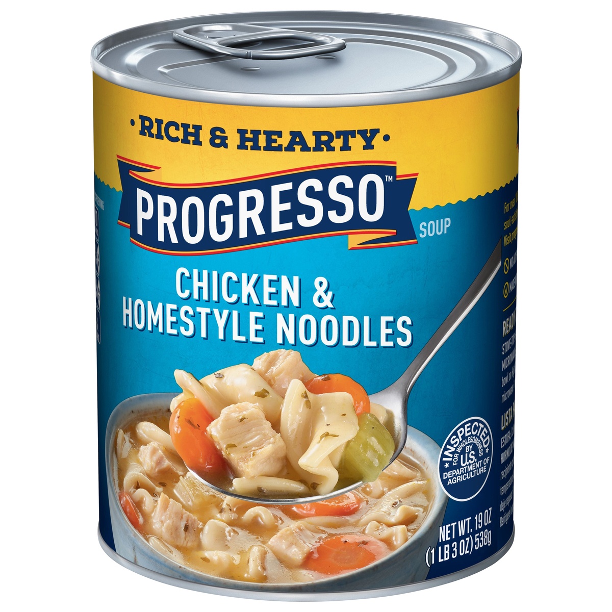 slide 3 of 11, Progresso Rich & Hearty Chicken & Homestyle Noodles SoupCan, 19 oz