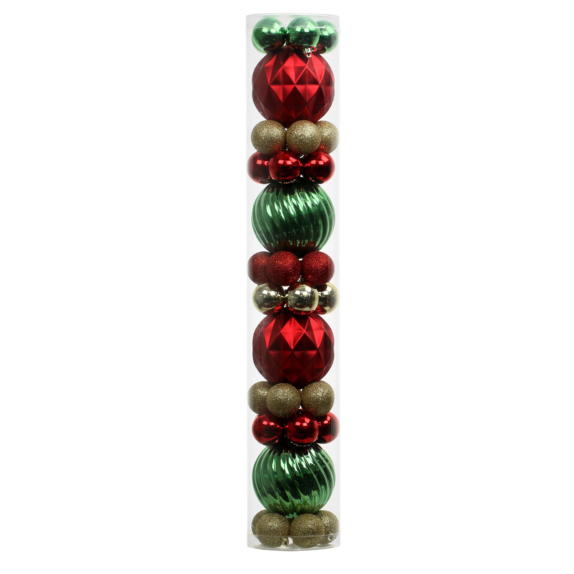 slide 3 of 3, 44 Pack 1.8" & 4.7" Red, Green & Gold Mixed Finish Shatterproof Ball Ornaments By Ashland, 44 ct