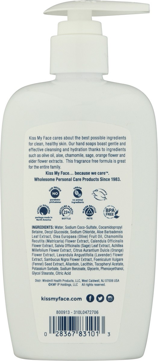 slide 4 of 10, Kiss My Face Fragrance Free Hand Soap 9 fl oz Pump, 9 fl oz