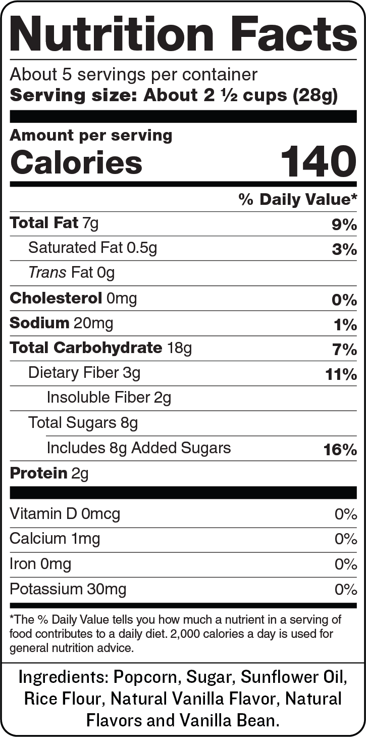 slide 2 of 2, SkinnyPop Sweet Vanilla Kettle Popcorn, 5.3oz Grocery Size Bag, gluten free, popcorn snacks, indulgent popcorn, 1 ct