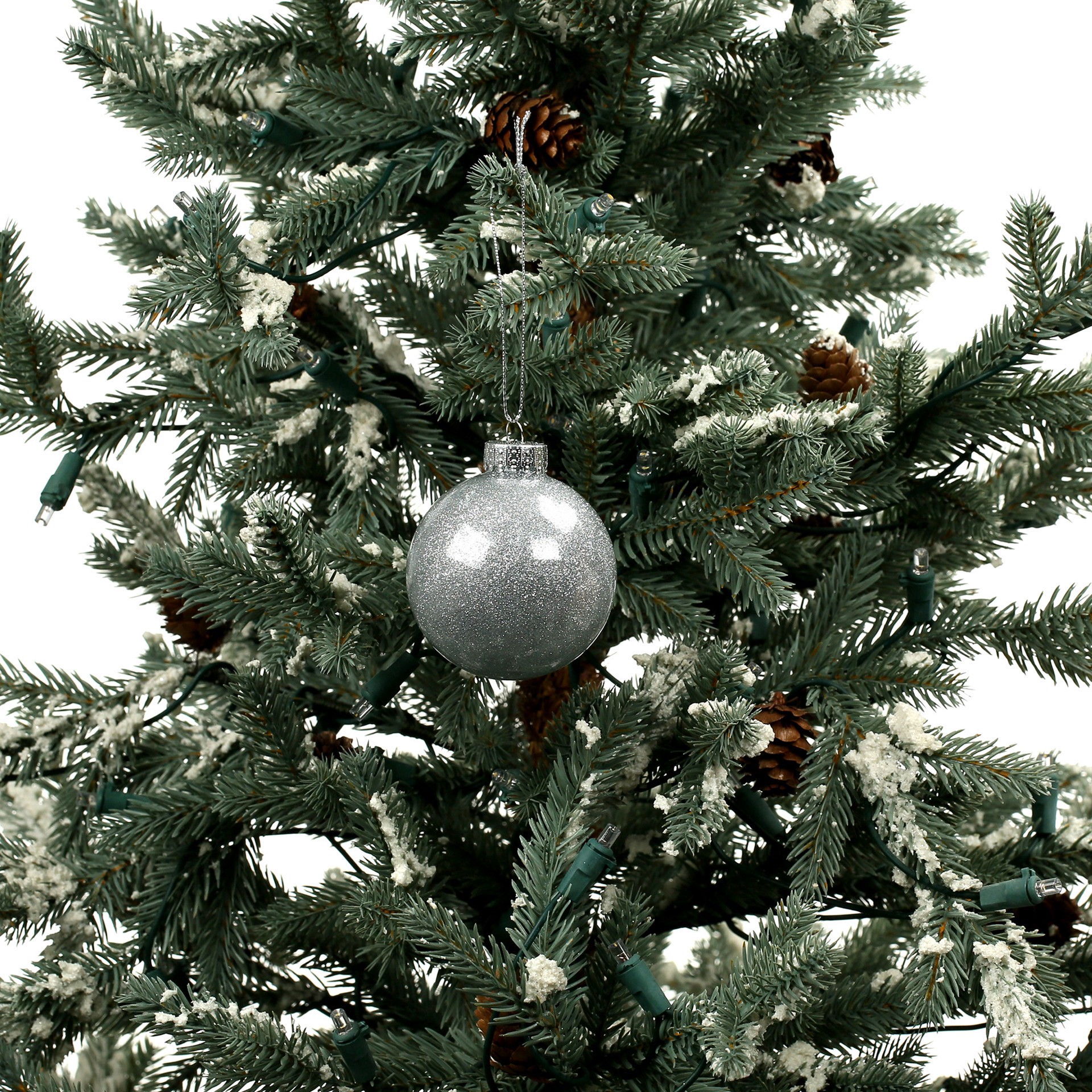 slide 2 of 3, 6 Pack 2.5" Silver Glitter Glass Ball Ornaments By Ashland, 6 ct