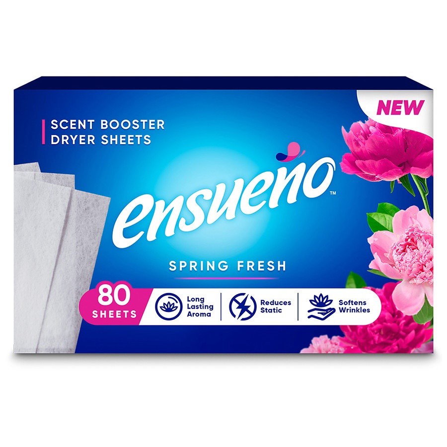 slide 1 of 1, Ensueno Spring Fresh Scent Booster Dryer Sheets 80 ea, 80 ct