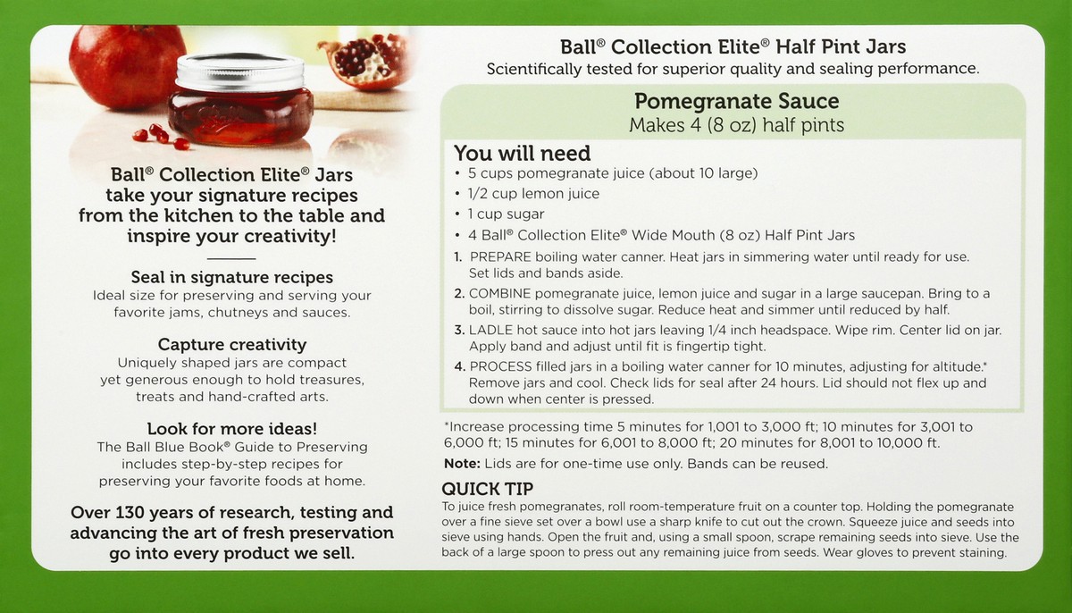 slide 4 of 9, Ball Collection Elite Wide Mouth Half Pint Jars 4 ea, 4 ct