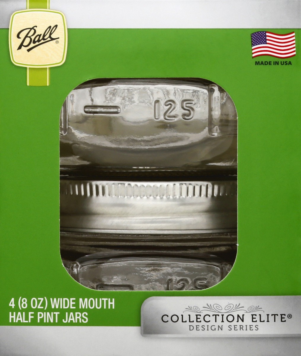 slide 9 of 9, Ball Collection Elite Wide Mouth Half Pint Jars 4 ea, 4 ct