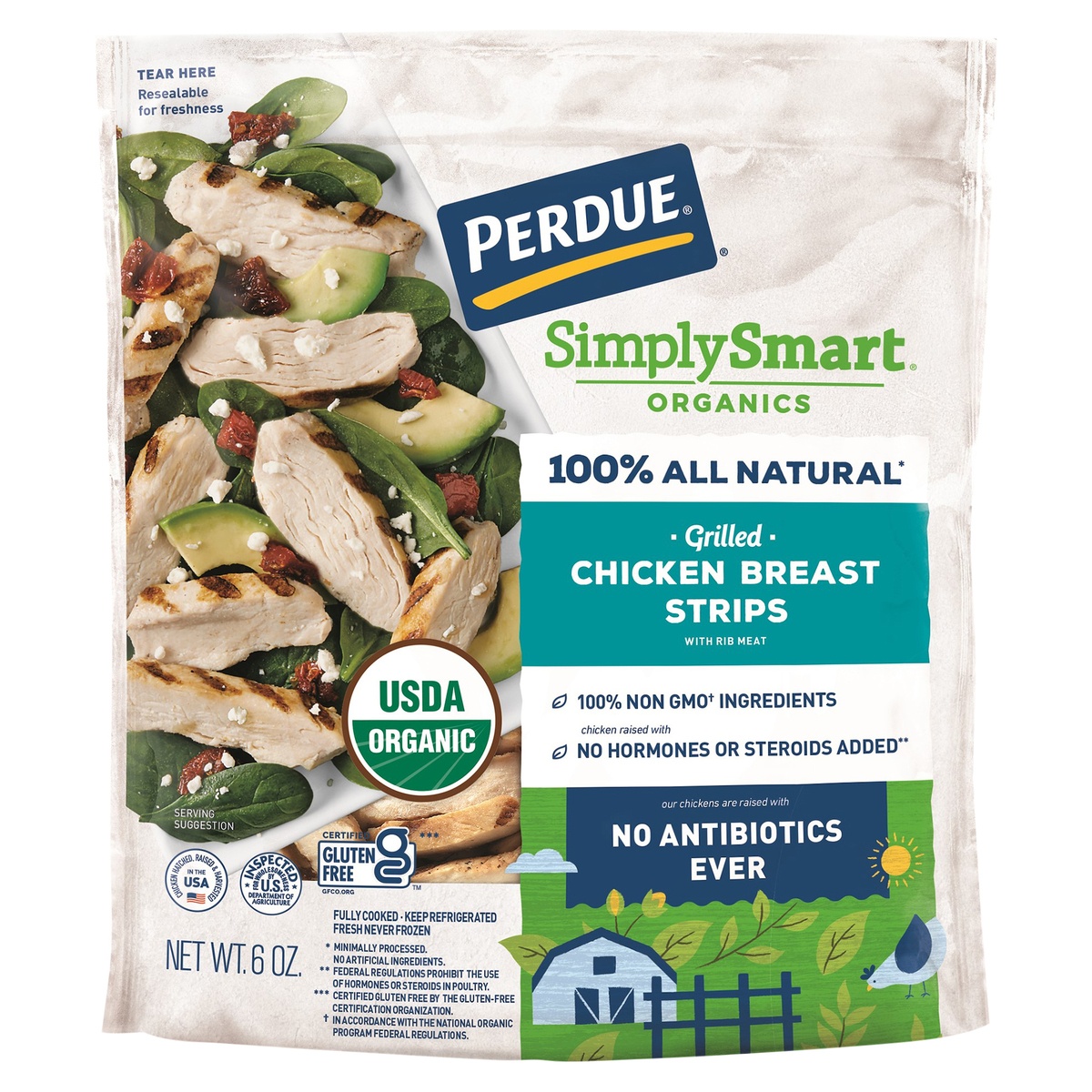 slide 1 of 3, PERDUE SIMPLY SMART ORGANICS Gluten Free Grilled Chicken Strips, 6 oz., 6 oz