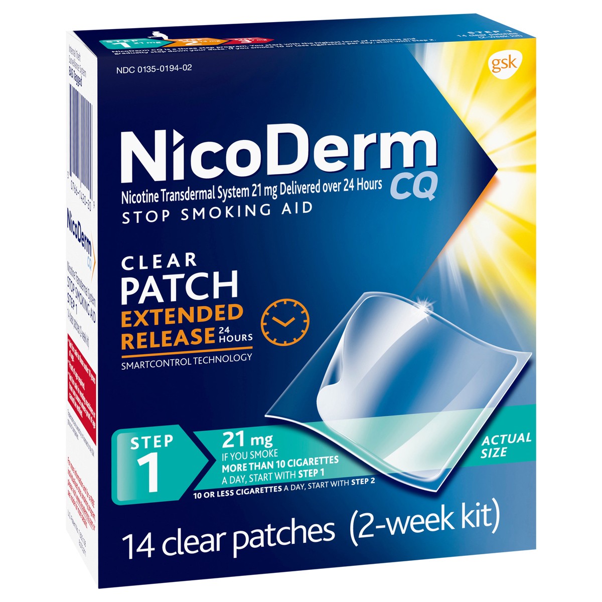 slide 7 of 9, Nicoderm 21Mg Clear Nicorderm Patch, 14 ct