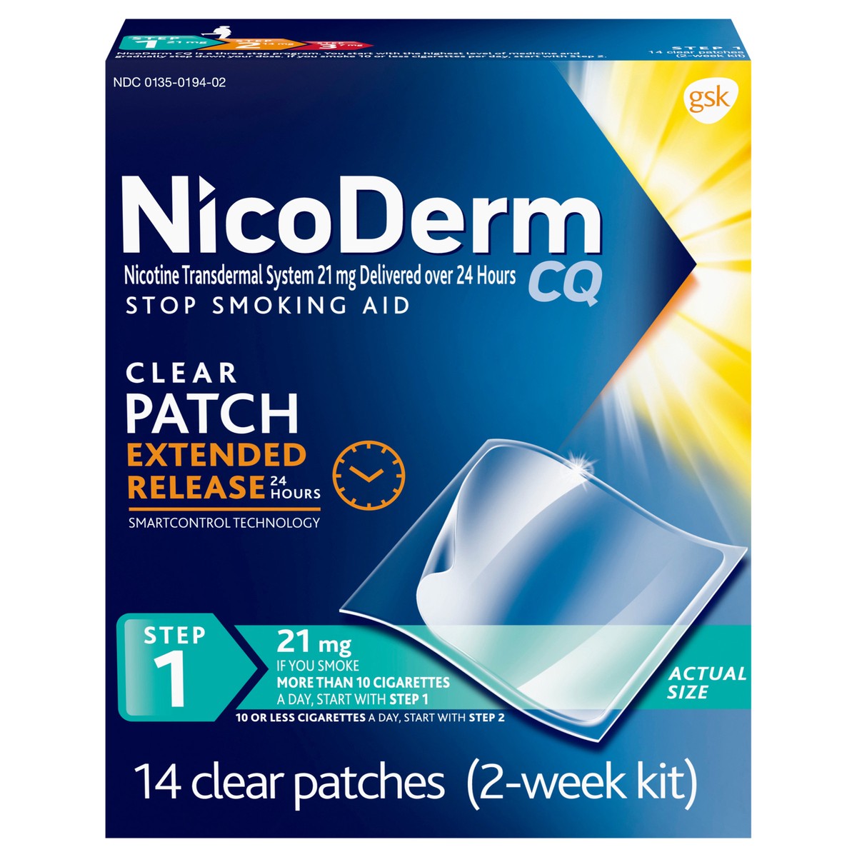 slide 1 of 9, Nicoderm 21Mg Clear Nicorderm Patch, 14 ct