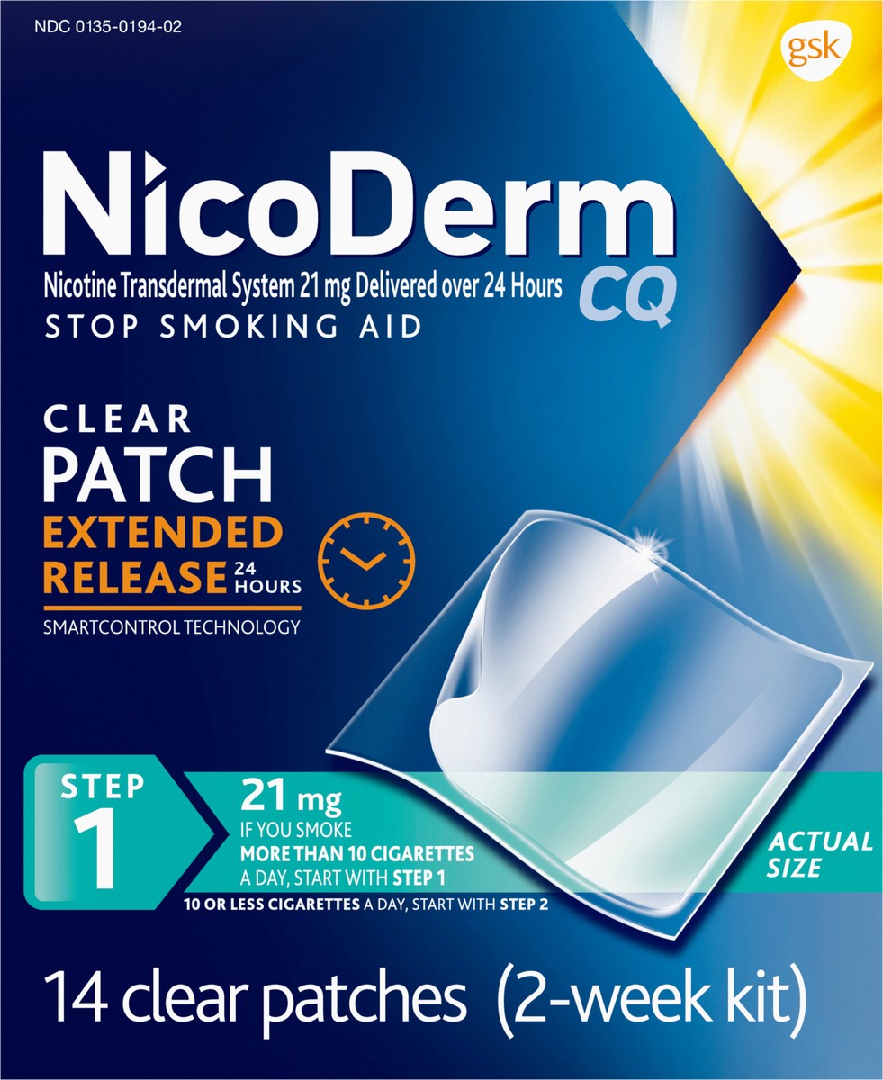 slide 2 of 9, Nicoderm 21Mg Clear Nicorderm Patch, 14 ct