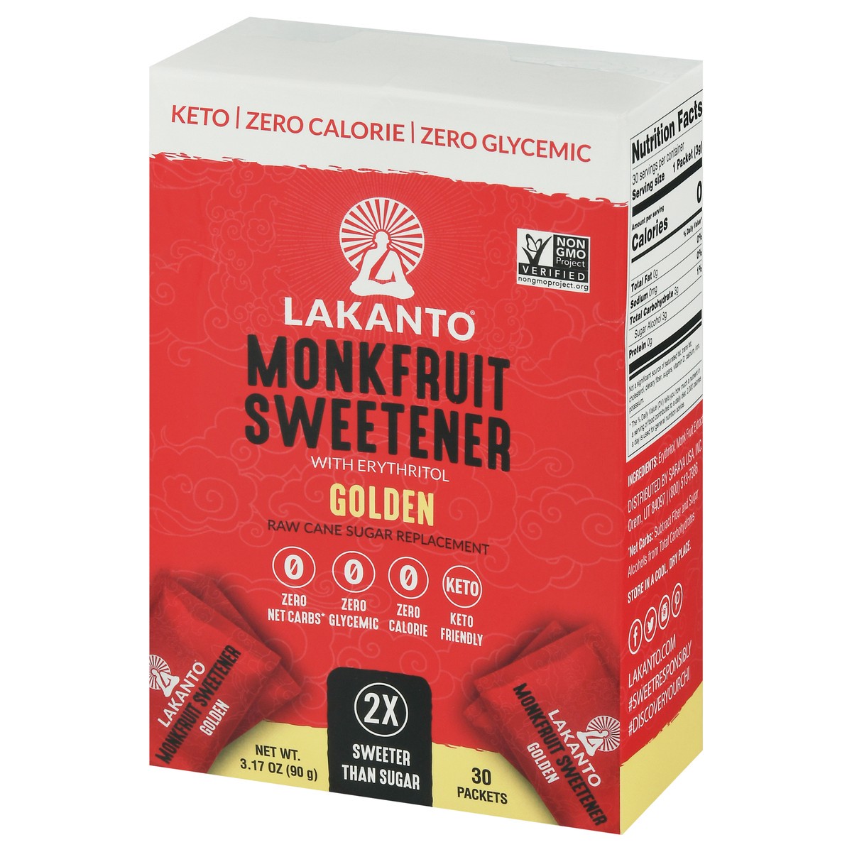 slide 6 of 14, Lakanto Golden Monkfruit Sweetener with Erythritol 30 ea, 3.17 oz