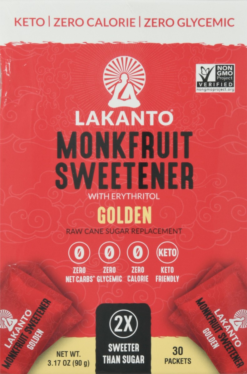 slide 4 of 14, Lakanto Golden Monkfruit Sweetener with Erythritol 30 ea, 3.17 oz