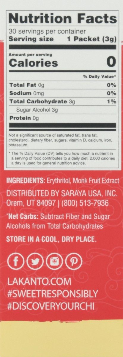 slide 4 of 14, Lakanto Golden Monkfruit Sweetener with Erythritol 30 ea, 3.17 oz